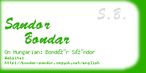 sandor bondar business card
